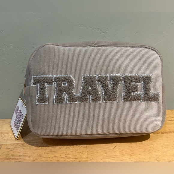 NWTS Gloss & Glo Tan Corduroy Travel Cosmetic Pouch. - Picture 6 of 7